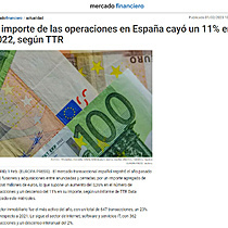 El importe de las operaciones en Espaa cay un 11% en 2022, segn TTR